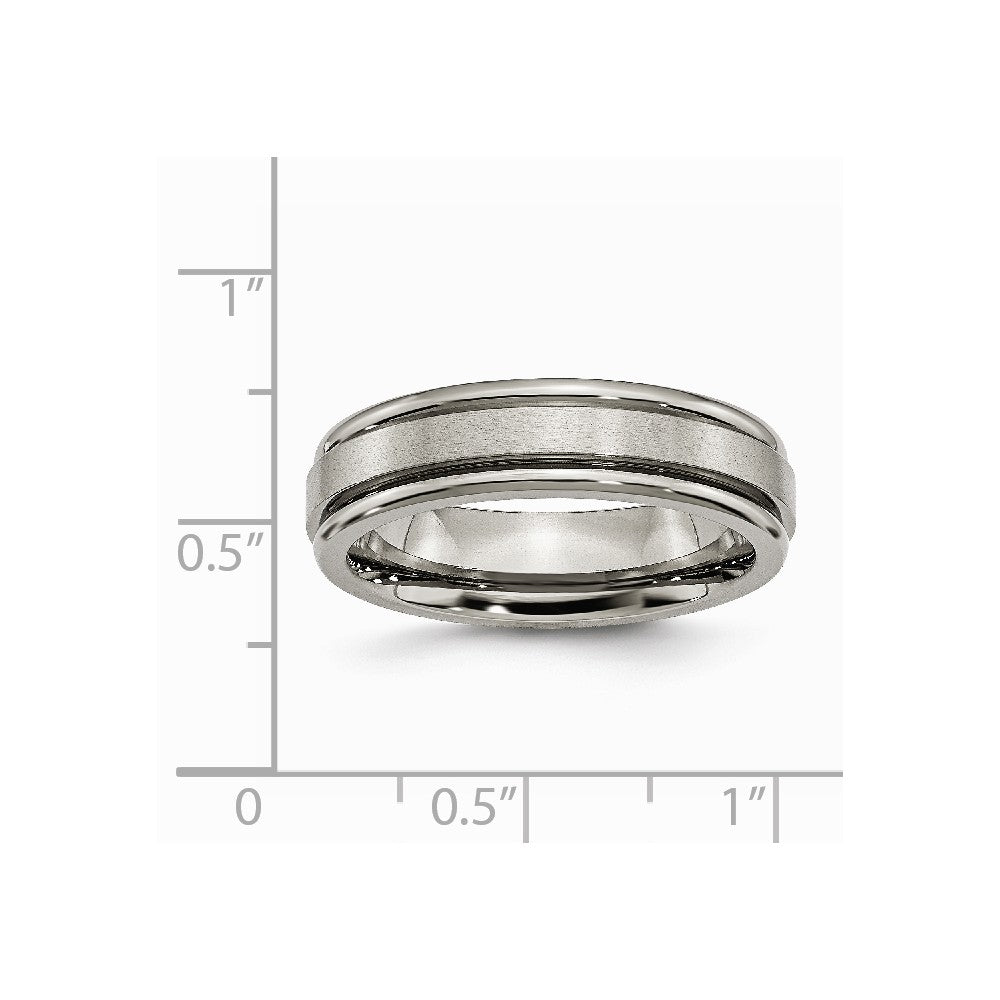 Chisel Titanium Grooved Edge 6mm Satin And Polished Wedding Band