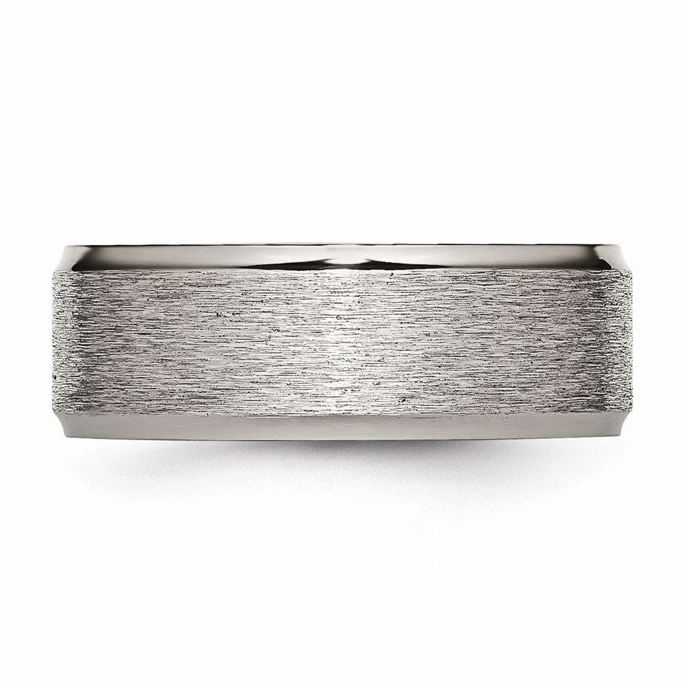 Chisel Titanium Ridged Edge 8mm Brushed And Polished Wedding Band