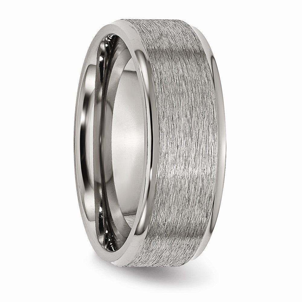 Chisel Titanium Ridged Edge 8mm Brushed And Polished Wedding Band
