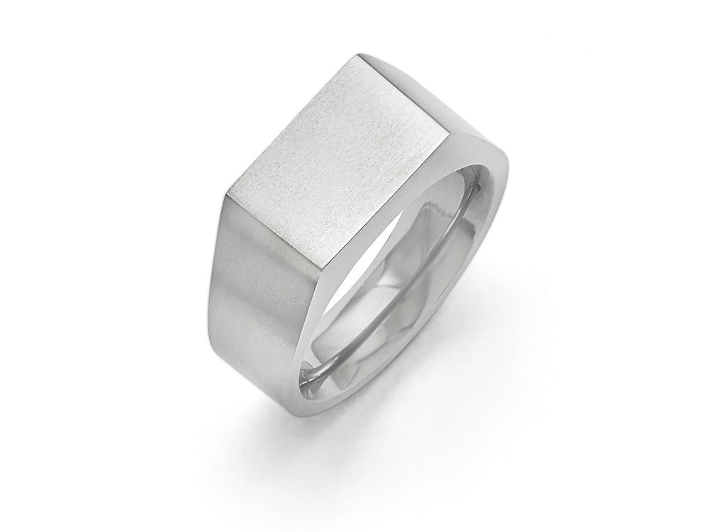 Chisel Titanium Polished And Brushed Signet Ring