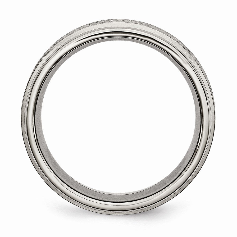 Chisel Titanium Ridged Edge 8mm Satin And Polished Wedding Band