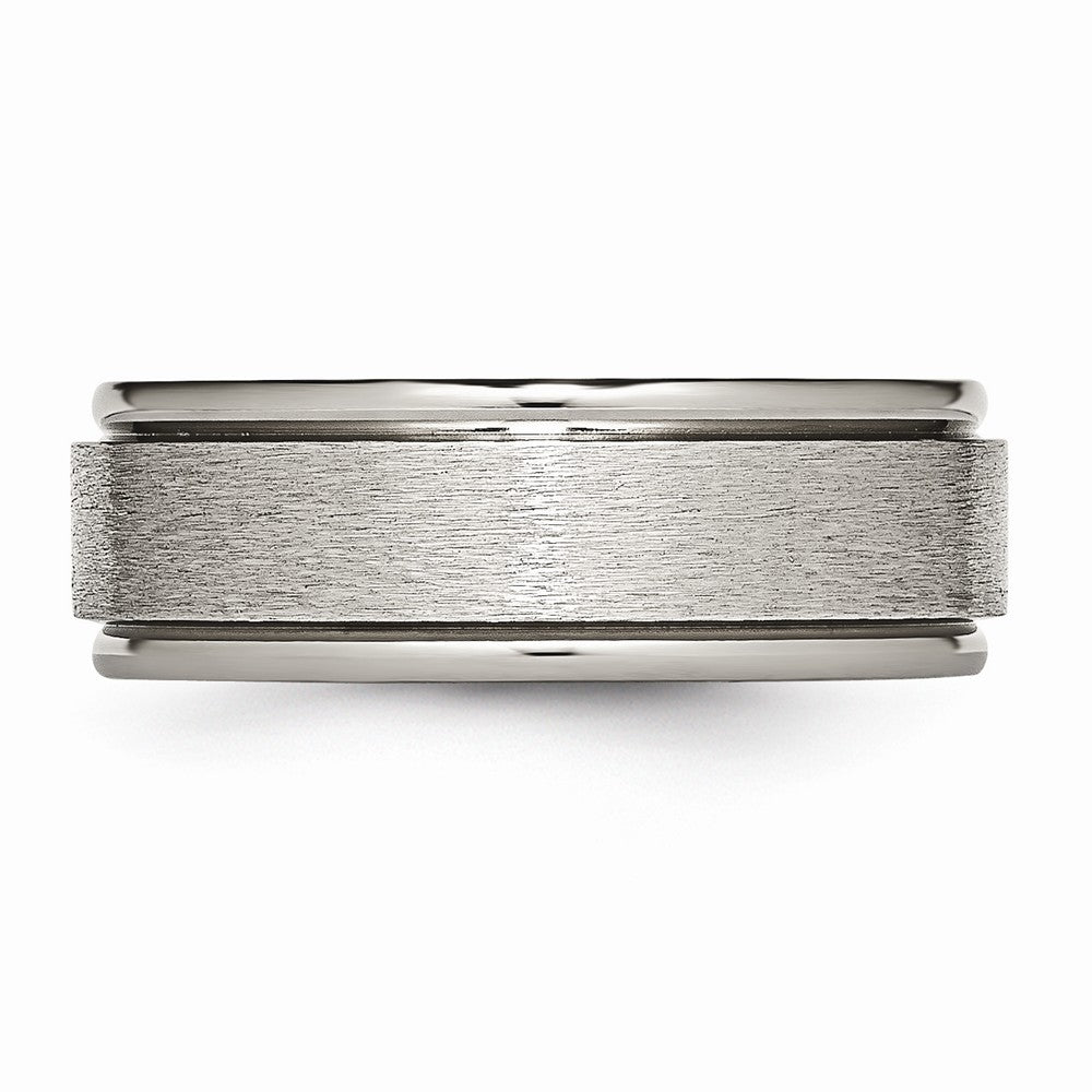 Chisel Titanium Ridged Edge 8mm Satin And Polished Wedding Band