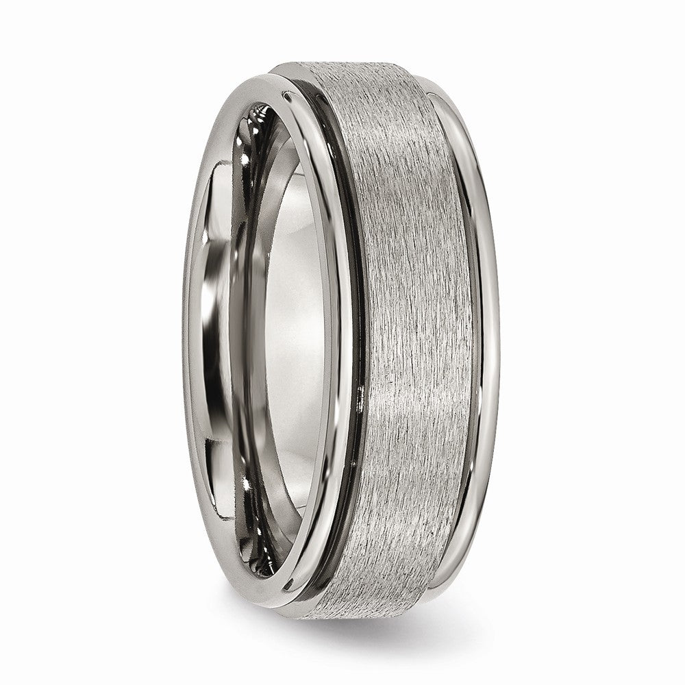 Chisel Titanium Ridged Edge 8mm Satin And Polished Wedding Band