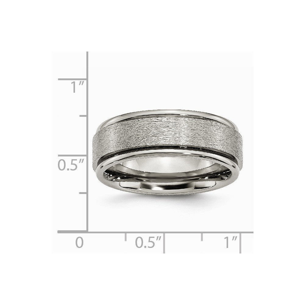 Chisel Titanium Ridged Edge 8mm Satin And Polished Wedding Band