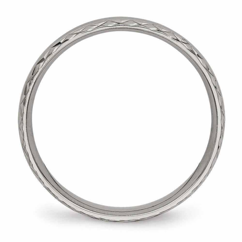 Chisel Titanium Polished Grooved Criss Cross Design Ring