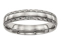 Chisel Titanium Polished Grooved Criss Cross Design Ring