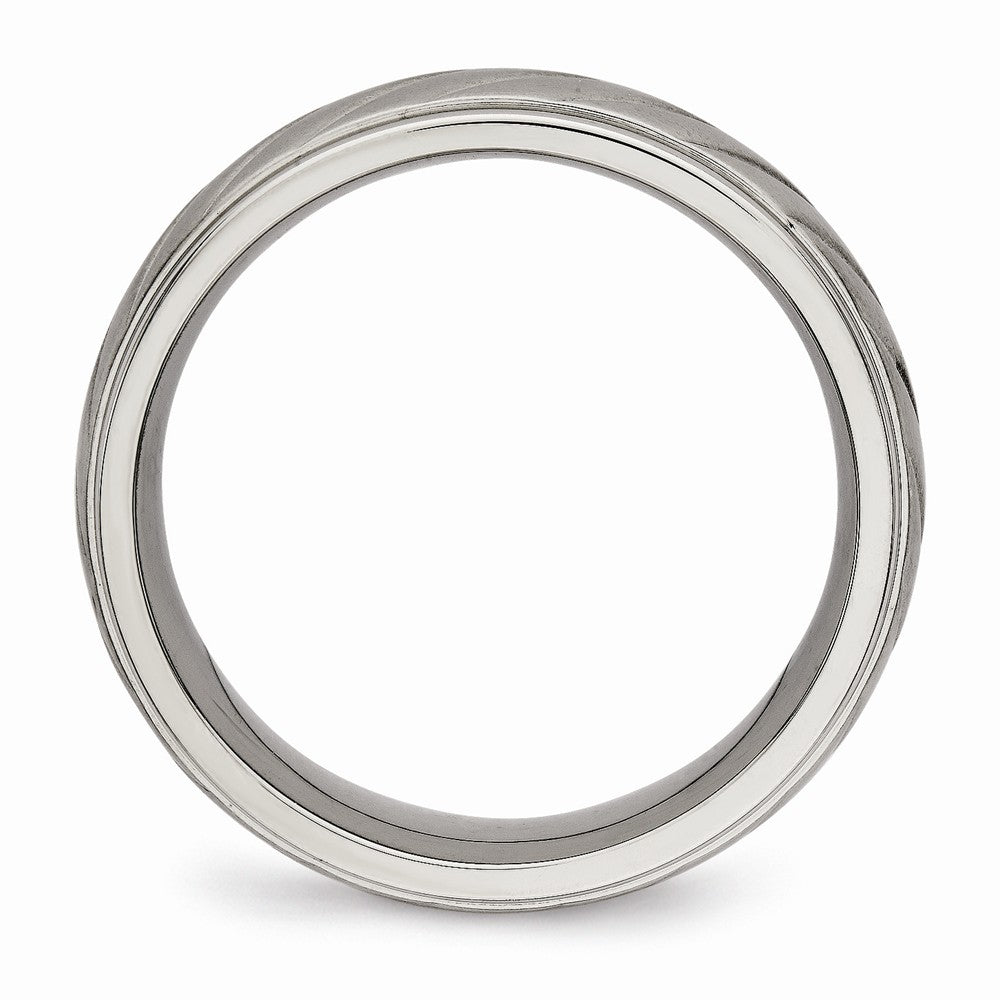 Chisel Titanium Brushed And Polished Grooved Ring