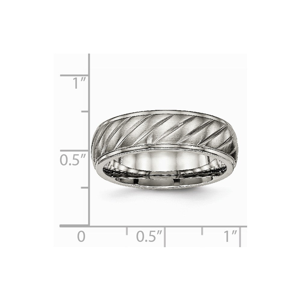 Chisel Titanium Brushed And Polished Grooved Ring