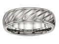 Chisel Titanium Brushed And Polished Grooved Ring
