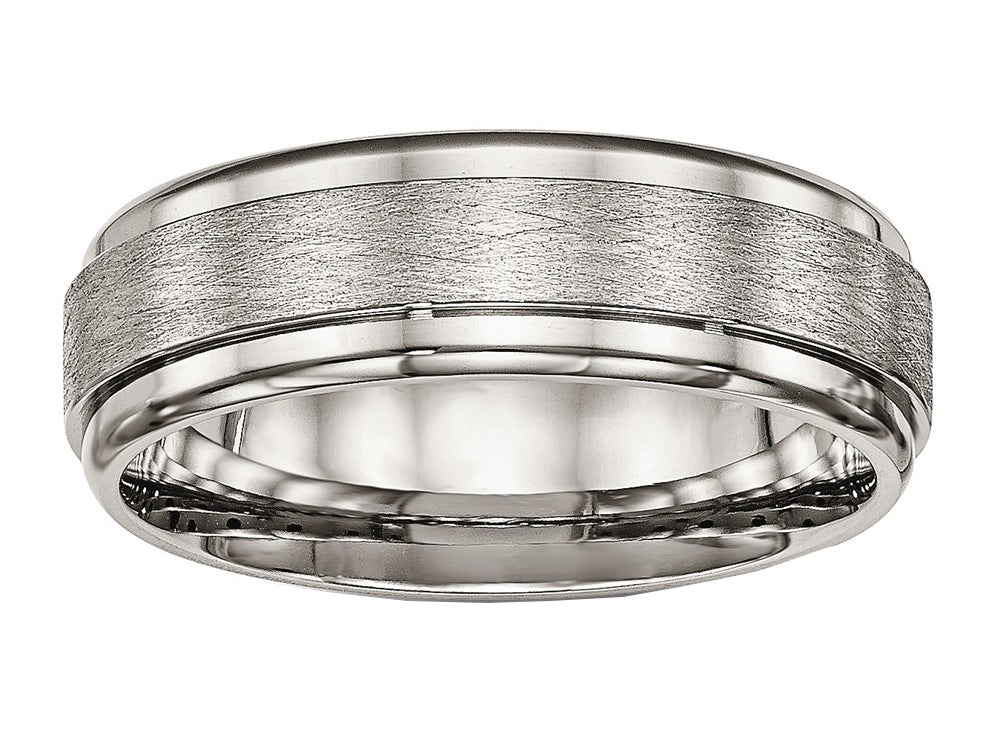Chisel Titanium Brushed And Polished Ridged Edge Ring