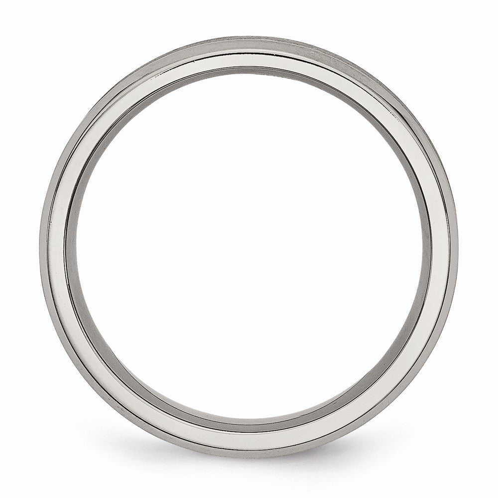 Chisel Titanium Beveled Edge Concave 6mm Brushed and Polished Wedding Band