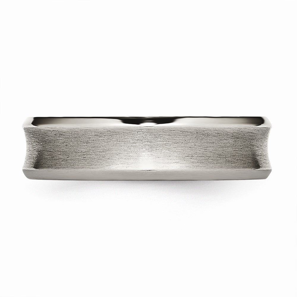 Chisel Titanium Beveled Edge Concave 6mm Brushed and Polished Wedding Band