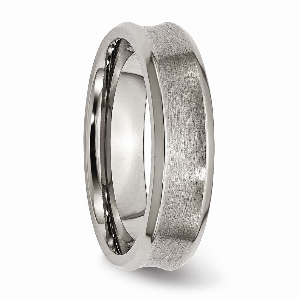 Chisel Titanium Beveled Edge Concave 6mm Brushed and Polished Wedding Band