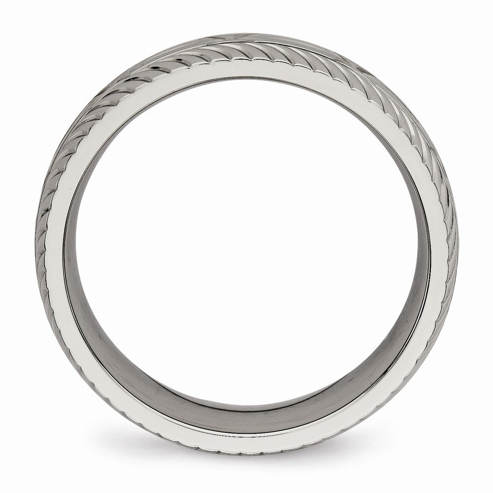 Chisel Titanium Polished bright Cut Ring