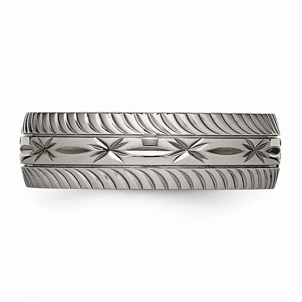Chisel Titanium Polished bright Cut Ring