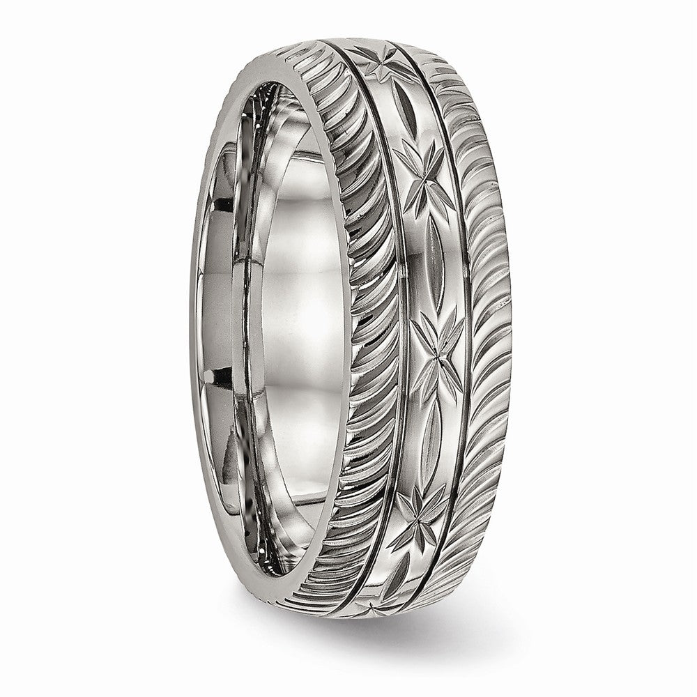 Chisel Titanium Polished bright Cut Ring