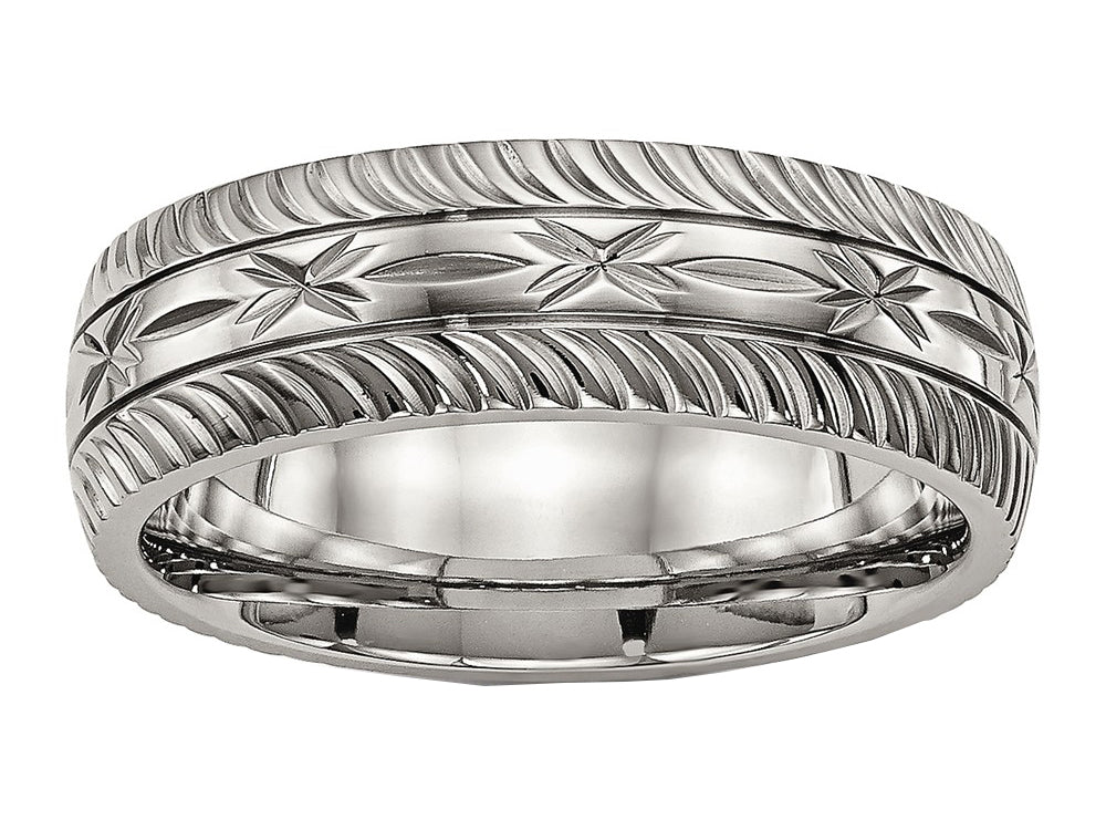 Chisel Titanium Polished bright Cut Ring