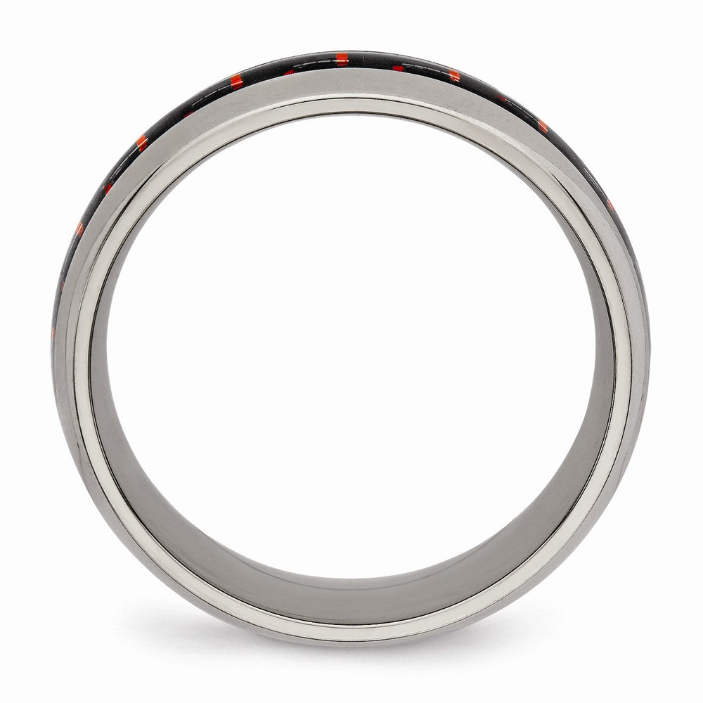 Chisel Titanium Polished Black/red Carbon Fiber Inlay Ring