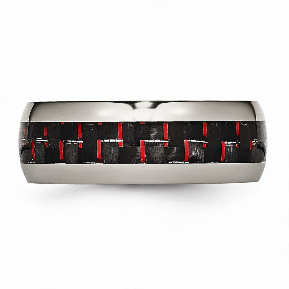 Chisel Titanium Polished Black/red Carbon Fiber Inlay Ring