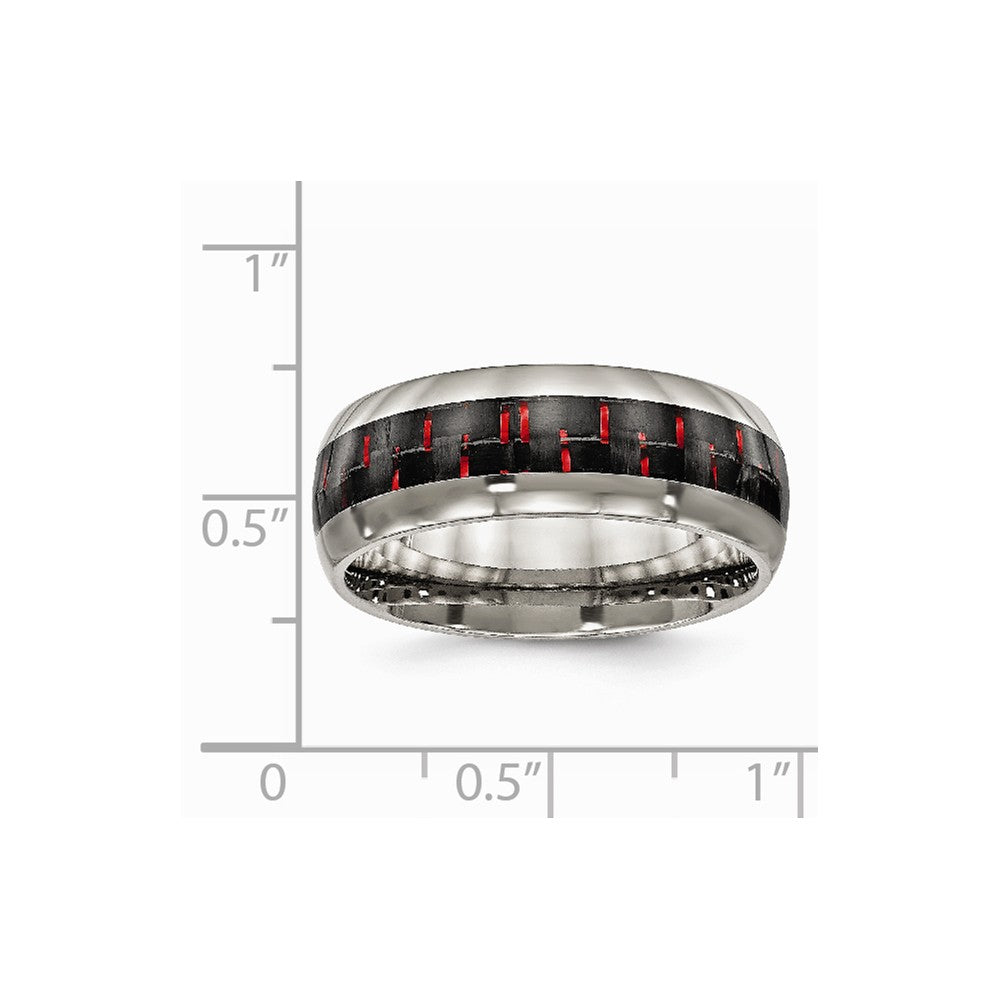 Chisel Titanium Polished Black/red Carbon Fiber Inlay Ring
