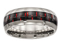 Chisel Titanium Polished Black/red Carbon Fiber Inlay Ring