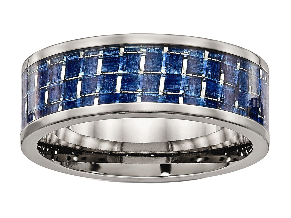 Chisel Titanium Polished W/ Blue Carbon Fiber Ring