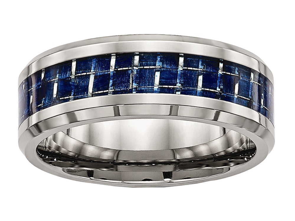 Chisel Titanium Polished W/ Blue Carbon Fiber Ring