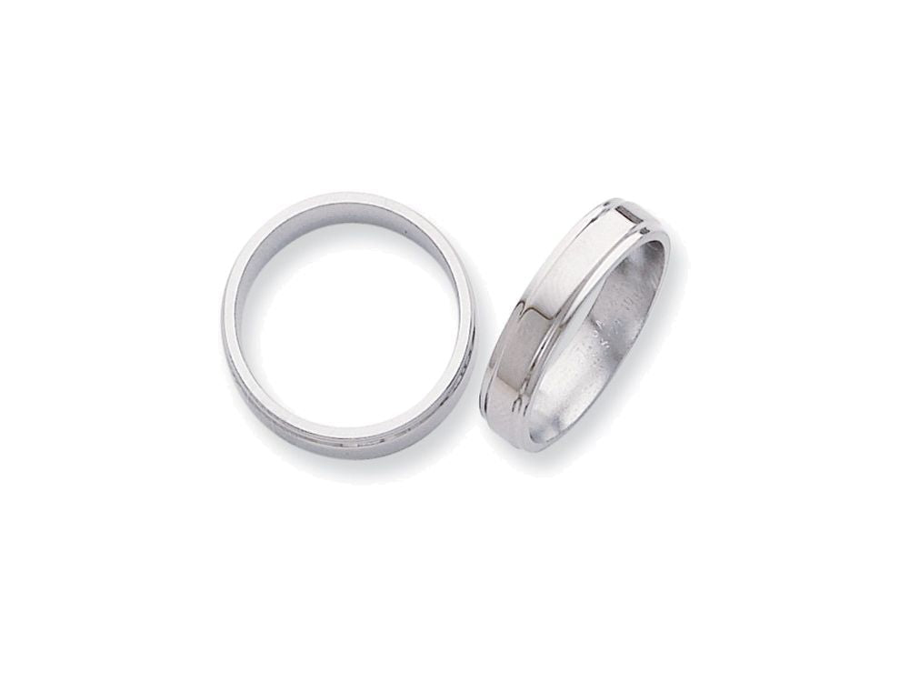 Chisel Titanium Ridged Edge 5mm Polished Wedding Band
