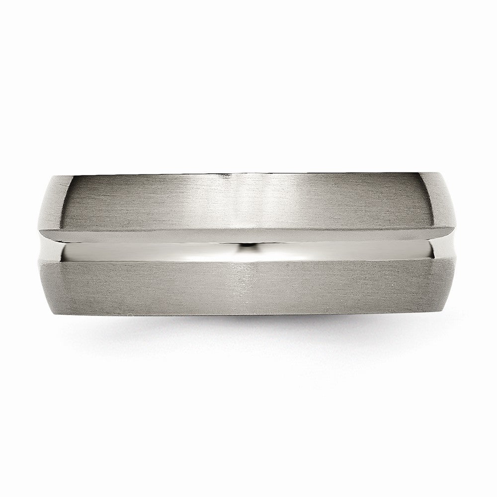 Chisel Titanium Grooved 8mm Brushed And Polished Wedding Band