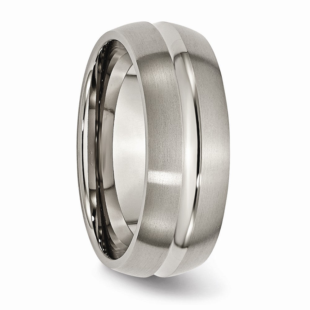 Chisel Titanium Grooved 8mm Brushed And Polished Wedding Band
