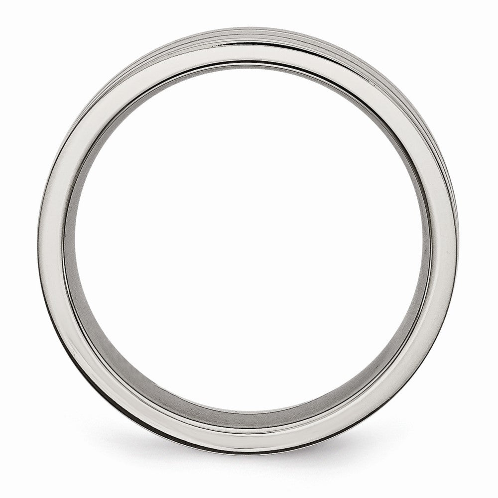 Chisel Titanium Grooved 6mm Brushed And Polished Wedding Band