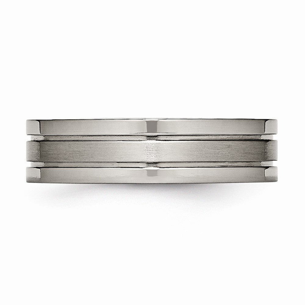 Chisel Titanium Grooved 6mm Brushed And Polished Wedding Band