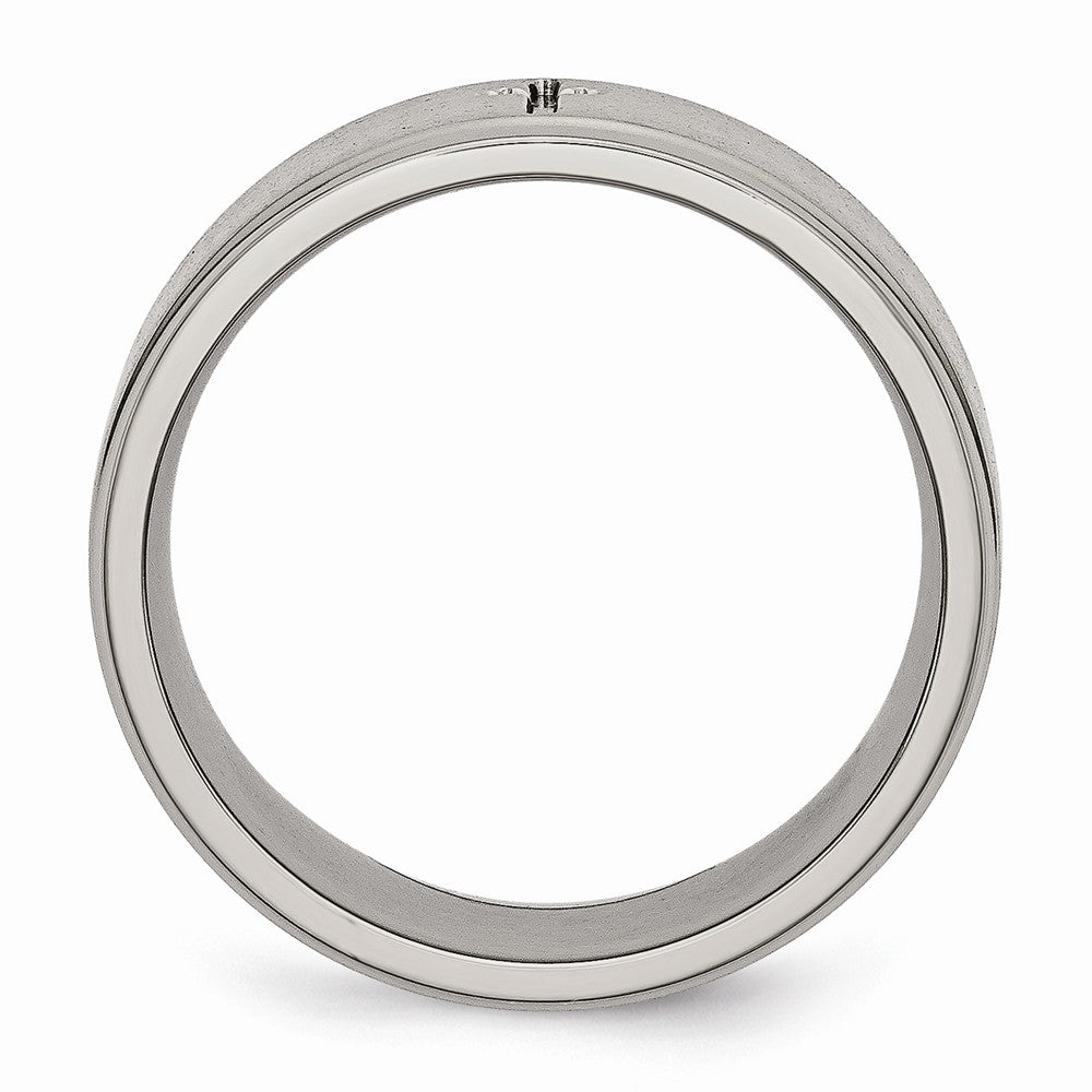 Chisel Titanium Ridged Edge Cross 8mm Brushed And Polished Wedding Band