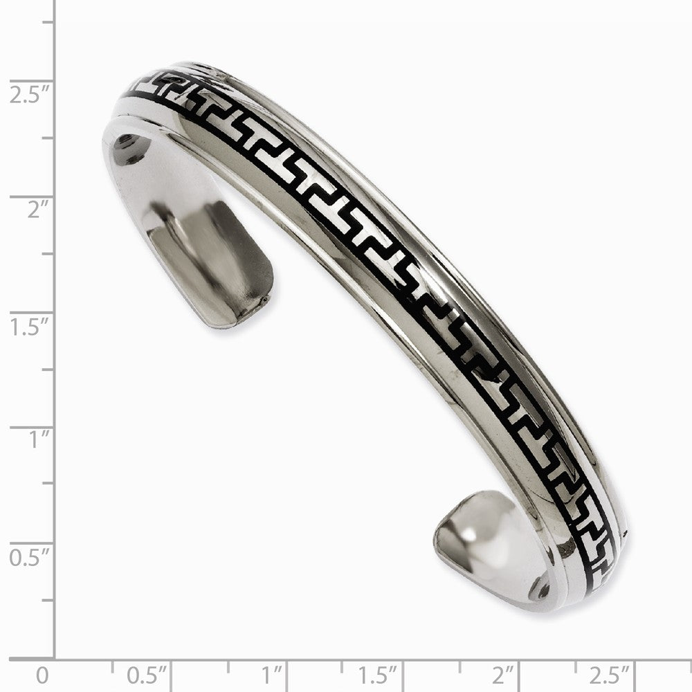 Chisel Titanium Black Rubber Design Cuff Bangle