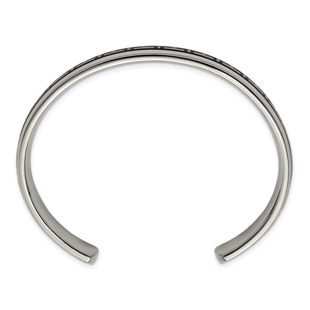Chisel Titanium Black Rubber Design Cuff Bangle