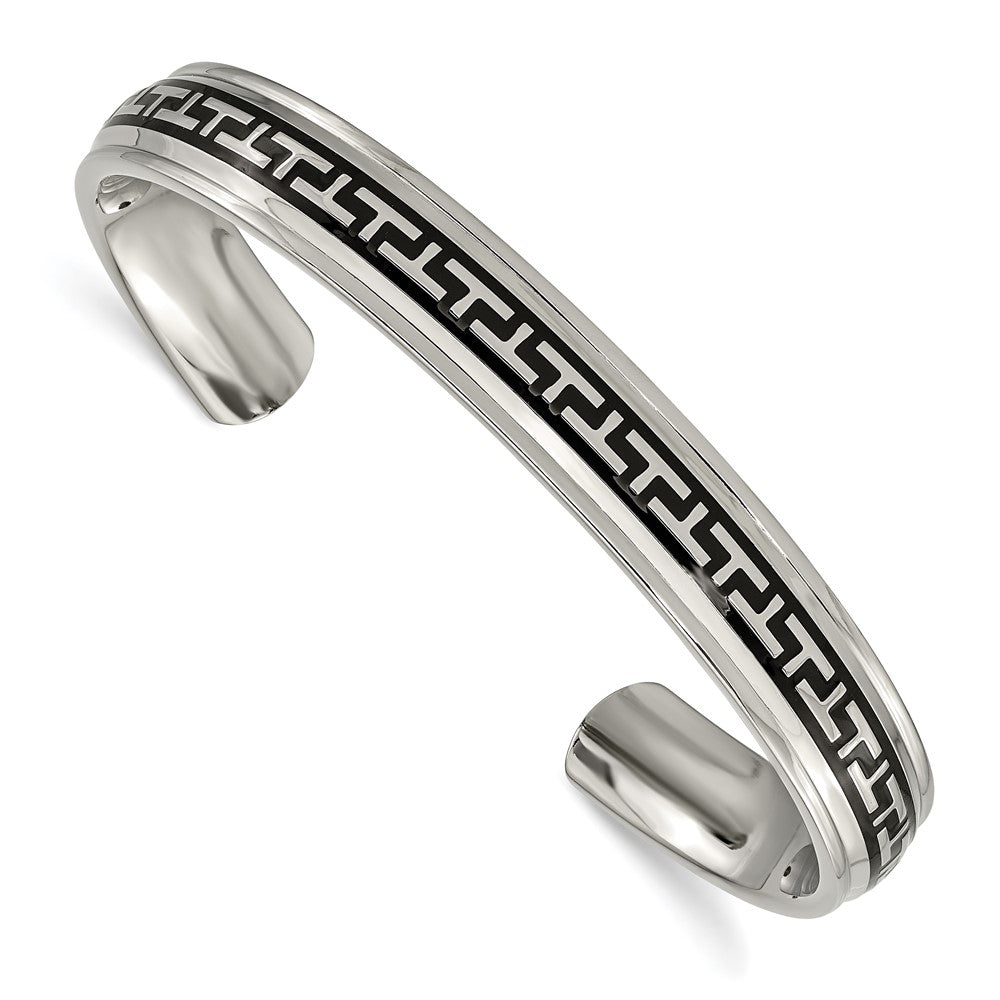 Chisel Titanium Black Rubber Design Cuff Bangle