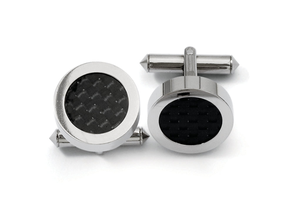 Chisel Titanium Black Carbon Fiber Cuff Links
