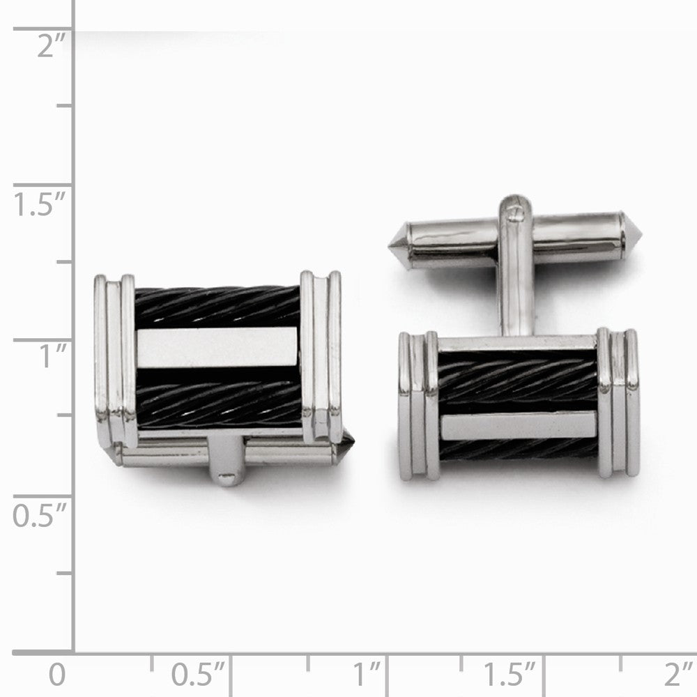 Chisel Titanium Black Ip-plated Wire Cuff Links