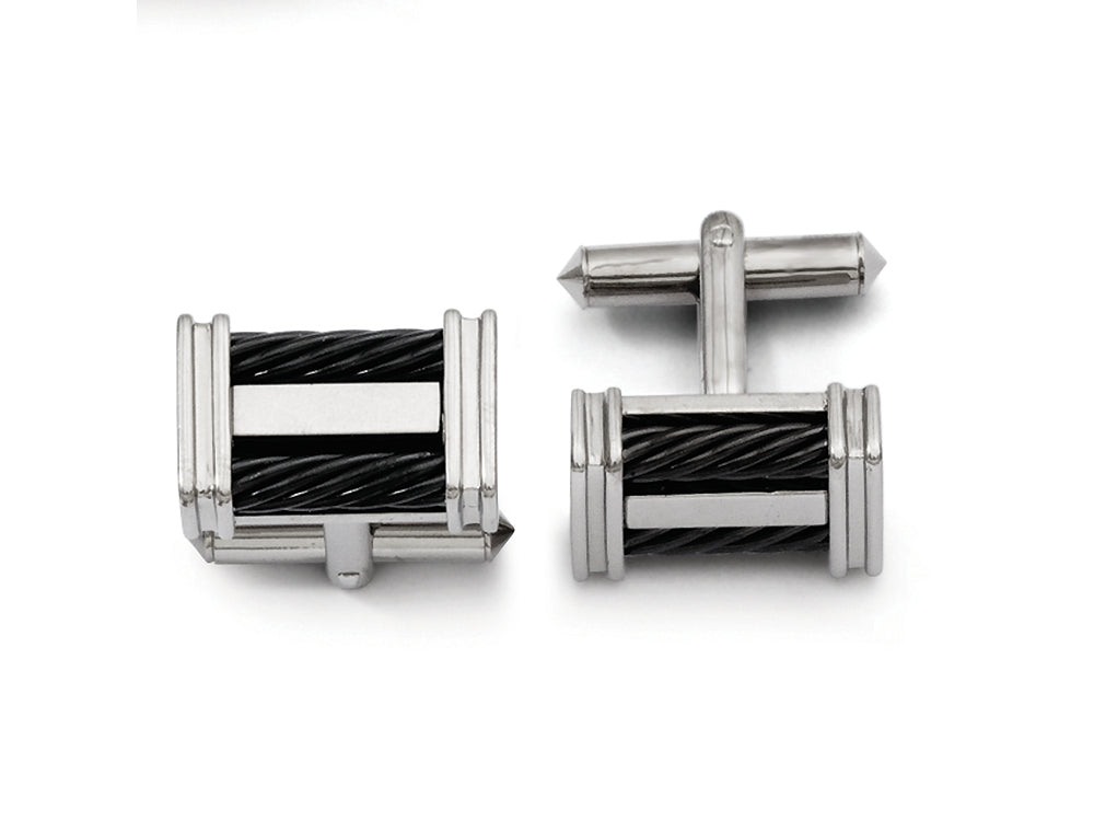 Chisel Titanium Black Ip-plated Wire Cuff Links