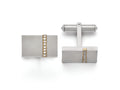 Chisel Titanium Brushed Yellow Ip-plated CZs Rectangular Cuff Links