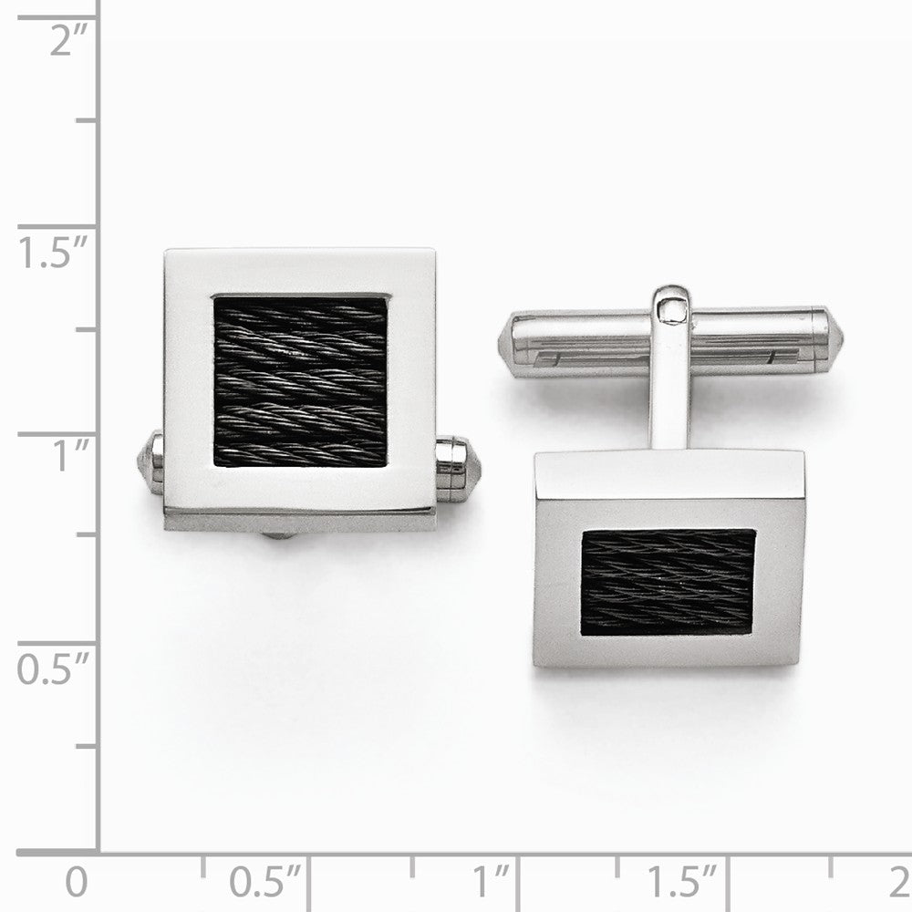 Chisel Titanium Polished Black Ip-plated Wire Cuff Links