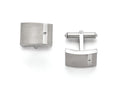 Chisel Titanium Brushed And Polished Clear CZ Cuff Links