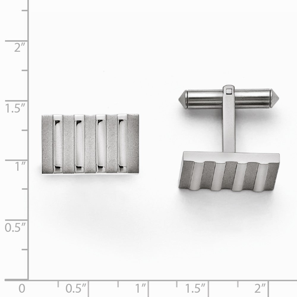 Chisel Titanium Polished And Brushed Stripes Cuff Links