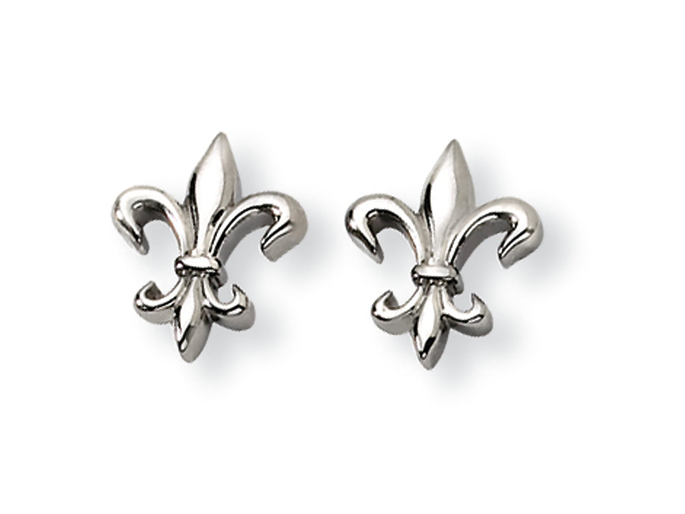 Chisel Titanium Fleur de Lis Earrings