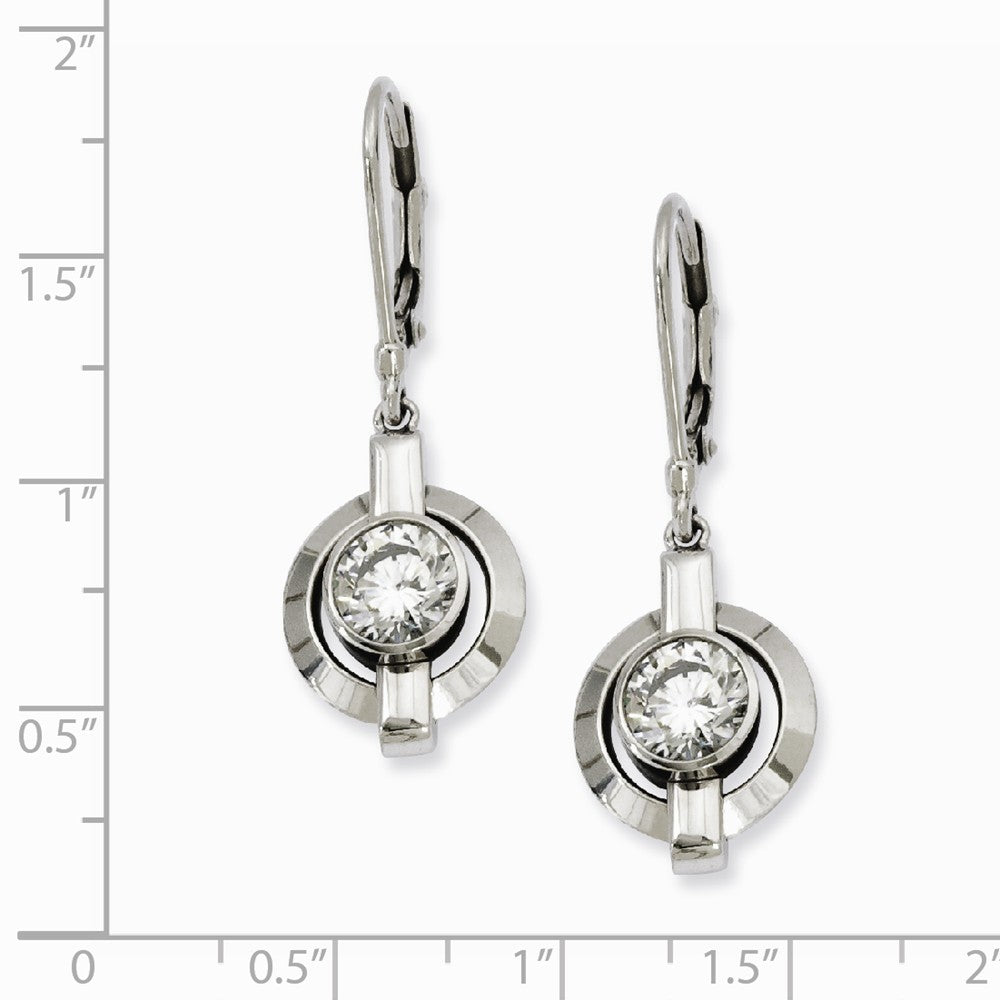 Chisel Titanium CZ Leverback Earrings
