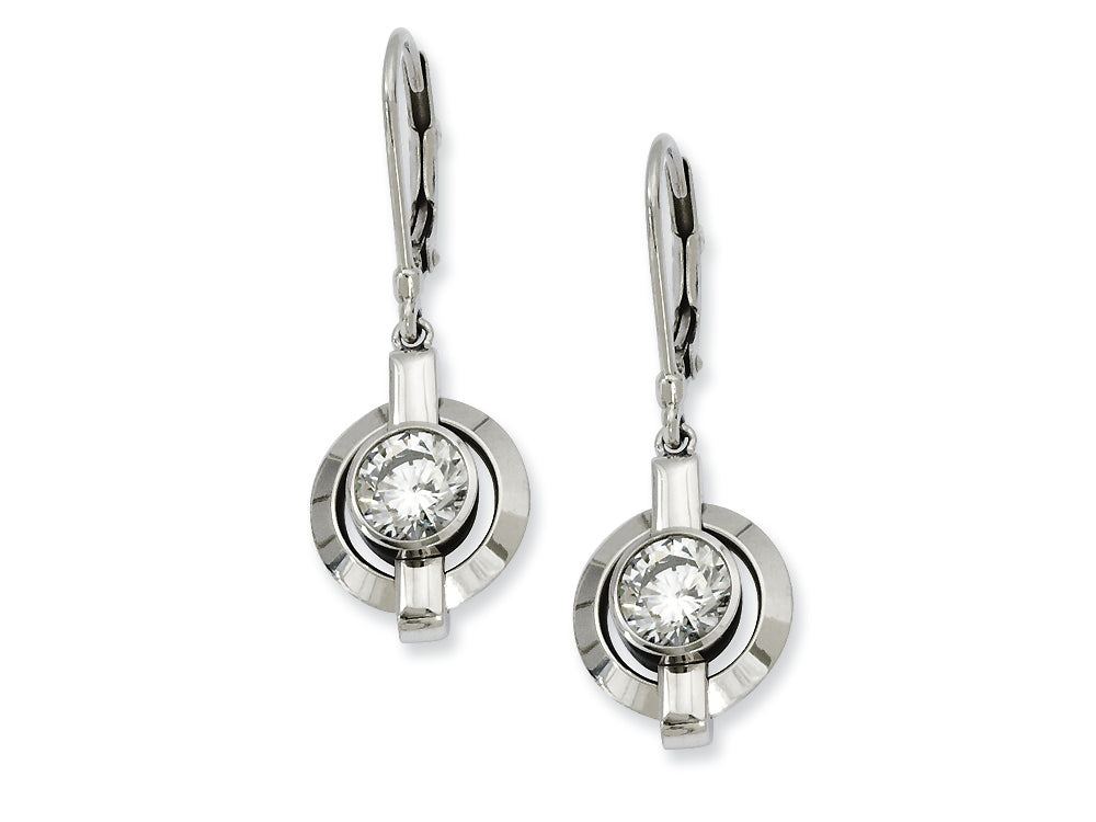 Chisel Titanium CZ Leverback Earrings