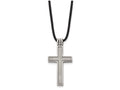 Chisel Titanium with Leather Cord Cross Necklace - 18 inches