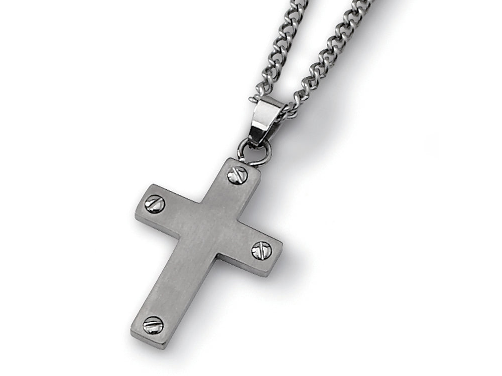 Chisel Titanium Cross with 22 inche Stainless Steel Chain Necklace