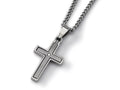Chisel Titanium Diamond Accent Cross Necklace - 22 inche Stainless Steel Chain
