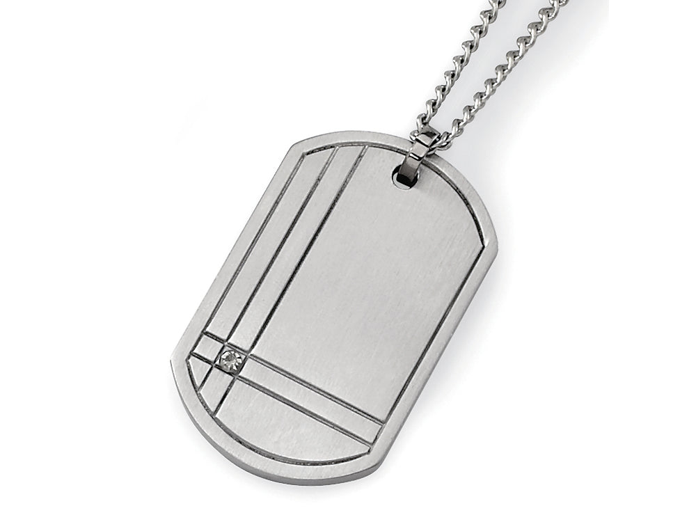 Chisel Titanium Diamond Accent Necklace - 22 inche Stainless Steel Chain
